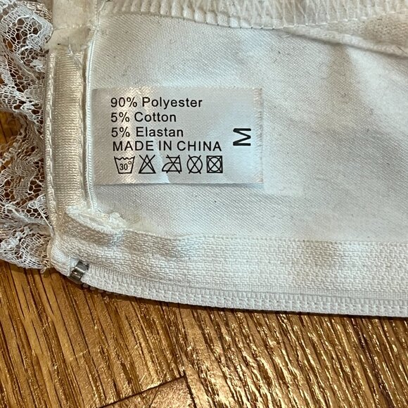 White Brocade Princess Renaissance Fair Corset Top Size M - Picture 6 of 10